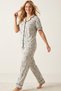 Hello Kitty Licensed 100% Cotton Gray Multi-Colored Buttoned Piping Pajama Set 26120451 - 2