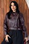 Women's Belted Oversize Cropped Leather Jacket |   New Season Biker Jacket - 6