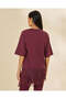 Women Burgundy Lace Hem T-Shirt - 3