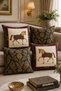 Vintage Horse Figured Baroque Patterned Luxury Throw Pillow Cover Set of 4 Classic Living Room Decorative Pillows - 3