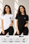 Cordana Women's Basic T-Shirt Set Black and White 2-Piece