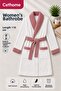 Çethome White Color Pink Belted Women's 100% Cotton Bathrobe