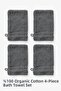 100% Organic Cotton 4-Piece Bath Washcloth Set - Baby Bath Washcloth - Anthracite