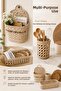 Handmade Natural Wicker Basket Napkin Holder Spoon Holder Multi-Purpose Organizer Set of 3 Kitchen Set - 5
