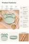 Mouse Figured Feeding Set - 4-Compartment Baby Food Bowl with Spoon and Fork, Green - 3