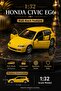 1:32 Scale Openable Doors Honda Civic Eg6 Yellow Diecast Toy Car 11.5cm