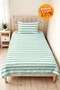 Striped Mint Green Young Room Single Pique Set-Modern White 160X220 cm Quilted Bedspread