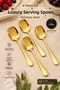 Set of 4 Gold Serving Spoons 21 cm Stainless Steel Luxury Presentation Spoon Salad Food Pasta Pastry Serving Spoons
