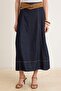 Lacivert Kemerli Kruvaze Maxi Denim Etek TWOSS26ET00201 - 3