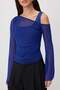 Saks Fitted/Vücuda Oturan Asimetrik Yaka Çift Görünümlü Büzgülü Tül Örme Bluz TWOSS26BZ00071 - 3