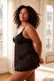 Black Half Fixed Covered Lace Piece Large Size Babydoll & Panties Set Tbbss26Dh00009 - 2
