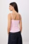Pink Plain Fitted Double-Breasted Spaghetti Strap Sleeveless Long P Cotton R Rib Knit Knitted Undershirt Twoss26Al00069 - 4
