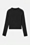 Black Long Sleeve Lace Detailed Lycra Bodysuit Tdrss26Bd00005 - 5