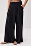 Siyah Pile Detaylı Geniş Paça Yumuşak Kumaş Örme Pantolon TWOSS26PL00186 - 3