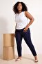 Koyu Mavi Yüksel Bel Ekstra Esnek Push Up Yırtmaçlı Bilek Boy Skinny Jeans TBBSS26CJ00048 - 2
