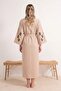 Beige Woven Maxi Beach Kimono & Kaftan with Embroidery Detail Tbess26Km00009 - 4