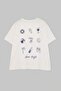 Ecru Slogan Oversize Crew Neck Short Back Printed Long 100% Cotton Knitted T-Shirt Tbbss26Bf00090 - 5