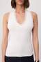 Ecru Fitted/Bodycon Halter Neck Soft Knitted Undershirt with Lace Detail Twoss26Al00064 - 3