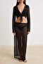 Black Knitted Gathered Beach Blouse Skirt Set Tbess25Au00044 - 5