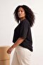 Siyah %100 Pamuk Sırt Baskılı Oversize Kesim Bisiklet Yaka Örme T-Shirt TBBSS24BF00025 - 5
