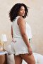 White Polka Dot Ruffle Strap Knitted Large Size Pajama Set Tbbss26Ai00104 - 3