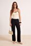 Siyah Wide Leg/Geniş Paça Yüksek Bel Kemer Detaylı Dokuma Kumaş Pantolon TWOSS23PL00150 Palazzo - 2