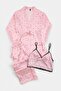 Pink 3-Piece Polka Dot Satin Woven Dressing Gown + Pajama Set Thmaw27Pt00011 - 7
