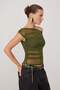 Khaki Plain Asymmetric Collar Long Knitted Tulle Party Blouse Tpraw26Bz00007 - 2