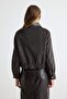 Black Regular Fit Leather Collared Suede Bomber Jacket Coat Twoaw27Mo00048 - 5