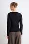 Black 100% Cotton Regular Fit Stitching Detailed V-Neck Batwing Sleeve Knitted T-Shirt Twoaw27Ts00034 - 4