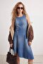 Mavi Kolsuz Asimetrik Midi Denim Elbise TWOAW27EL00030 - 2