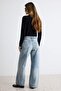 Açık Mavi %100 Pamuk Yüksek Bel Bilek Boy Wide Leg Jeans TWOAW27JE00094 - 4