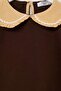 Brown Girl's Baby Collar Thick Non-Embossed Knitted Sweatshirt Tkdaw27Sw00051 - 7