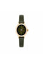 Gold Color Case Khaki Leather Strap Minimal Women's Wristwatch - 4