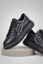 Inside and Outside Genuine Leather Men's Shoes, Black Color, Buckle Detail, Orthopedic Sole - 3