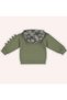 Baby Boy Hooded Long Sleeve Sweatshirt with Sleeve Detail 0-3 Years Khaki - 2
