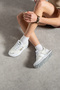 Women's Lace and Gold Detailed Thick Sole Casual Sneaker White Shoes 0873 - 4