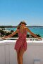 Red Patterned Strap Shorts Jumpsuit 582423