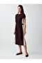 Bitter Coffee Round Neck Off Shoulder Modal Knitted Midi Dress - 3