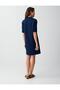 Navy Blue Polo Collar Short Sleeve Modal Knitted Mini Dress - 4