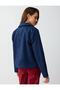 Navy Blue Snap Fastener Woven Jacket with Pocket Detail - 5