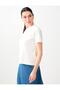 White Straight Cut Crew Neck Knitted T-Shirt - 4