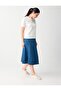 Dark Indigo Blue 100% Cotton High Waist Relaxed Fit Midi Denim Skirt - 3