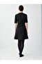 Black High Neck Elbow Sleeve Slim Fit Knitted Mini Dress - 5