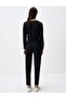 Black Straight Cut Regular Leg High Waist Knitted Trousers - 6