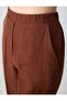 Bitter Brown 100% Linen High Waist Regular Leg Woven Trousers - 5