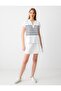 White Stripe Patterned V-Neck Sleeveless Knitted Sweatshirt - 2