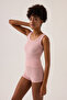 X Ece Pink Modal Fabric Strappy Shorts Pajama Set Ribbed Pj3