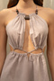 Bunina Lace Bead Detail Mink Long Dress - 7