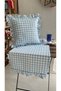 Lina Ruffled Runner Vintage Ruffled Gingham Linen Blue Runner - 2